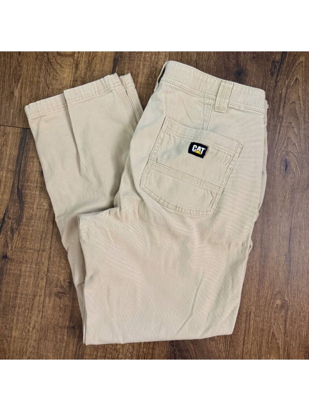 Caterpillar (CAT) Flex-Waistband Men's Utility Work Pants Beige Size 34